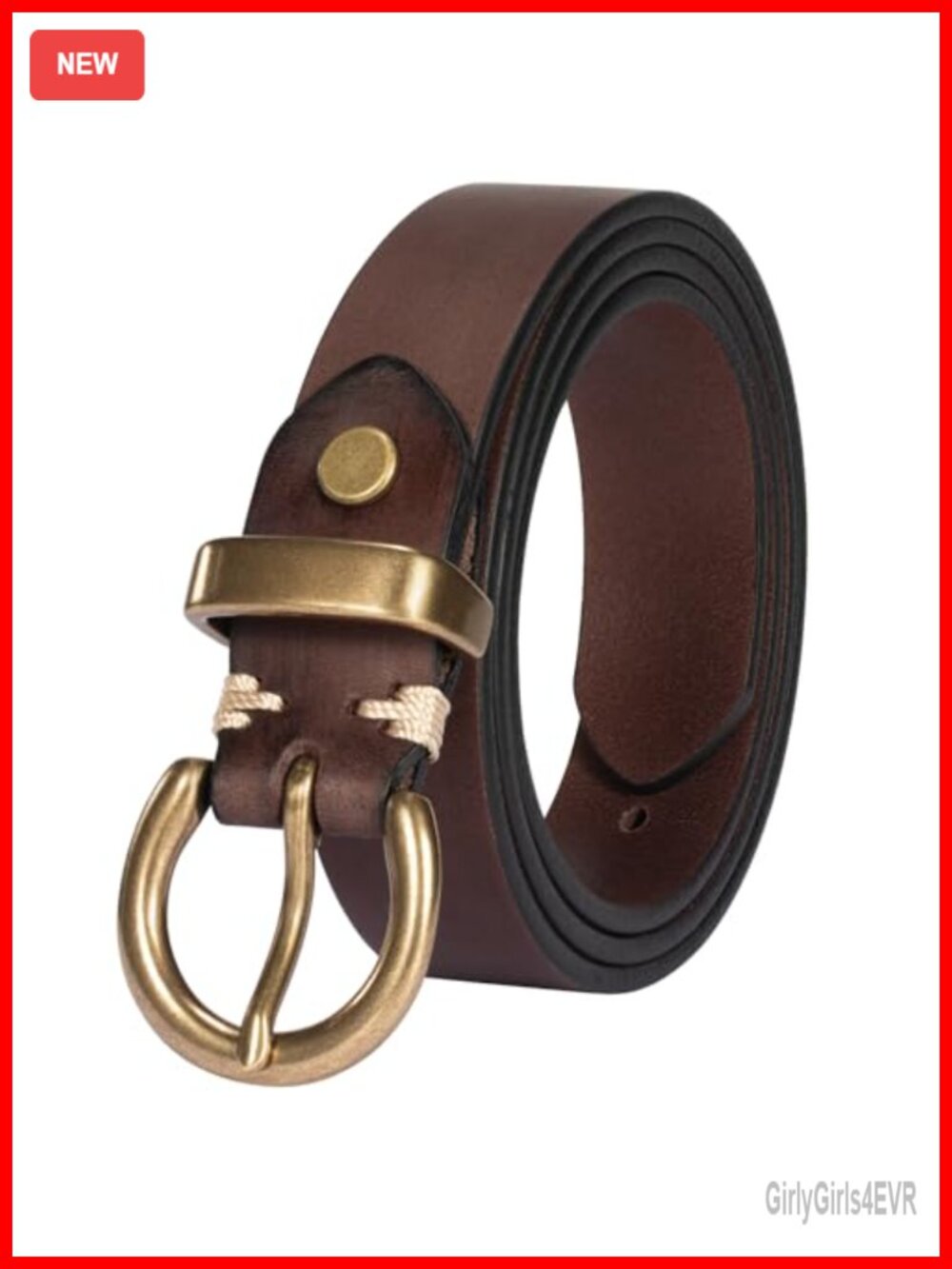 Genuine Leather Belt Solid Brass Buckle Women's